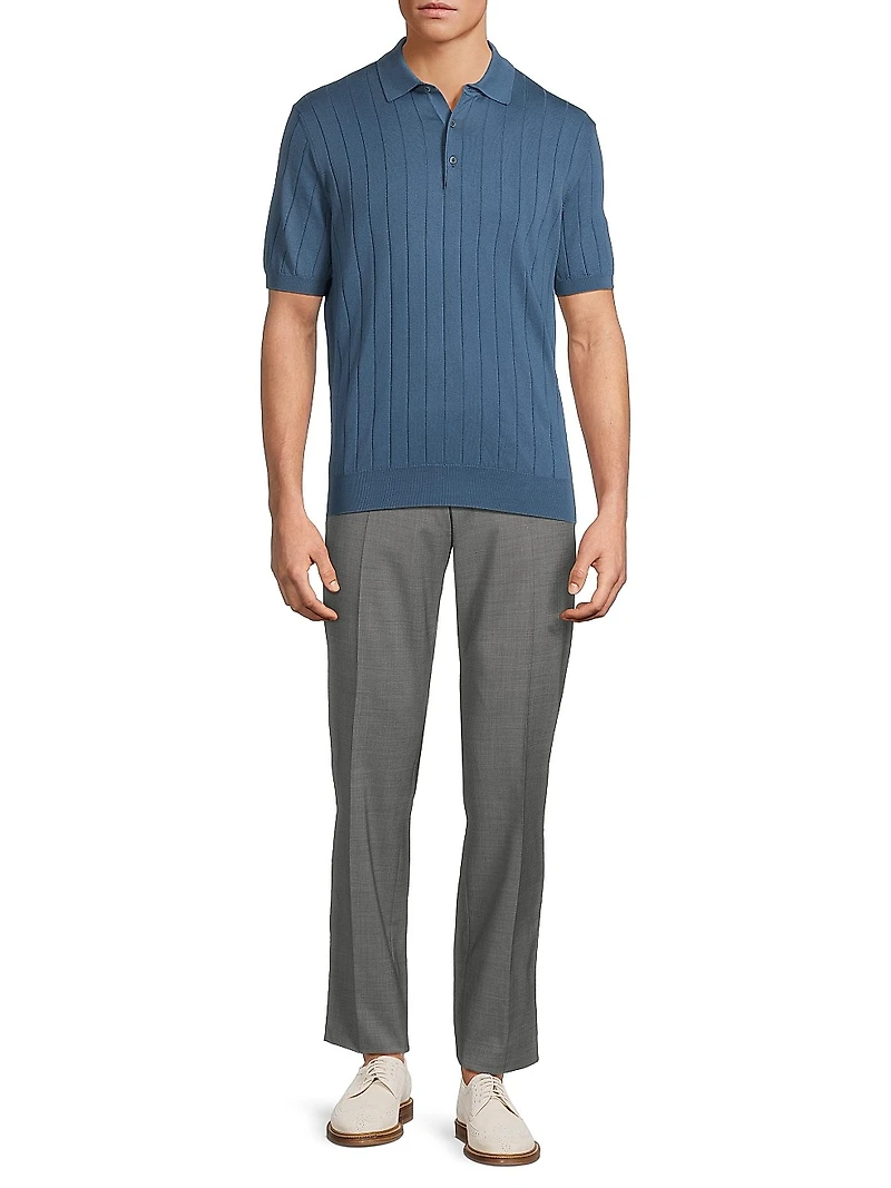 Knit Short-Sleeve Polo Shirt