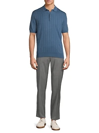 Knit Short-Sleeve Polo Shirt