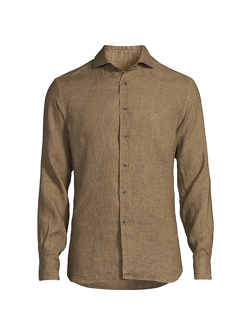 Linen Button-Front Shirt