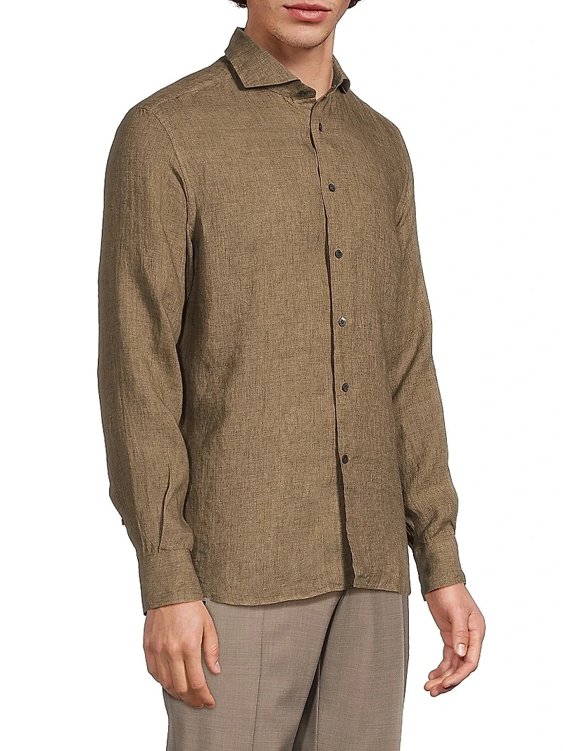 Linen Button-Front Shirt