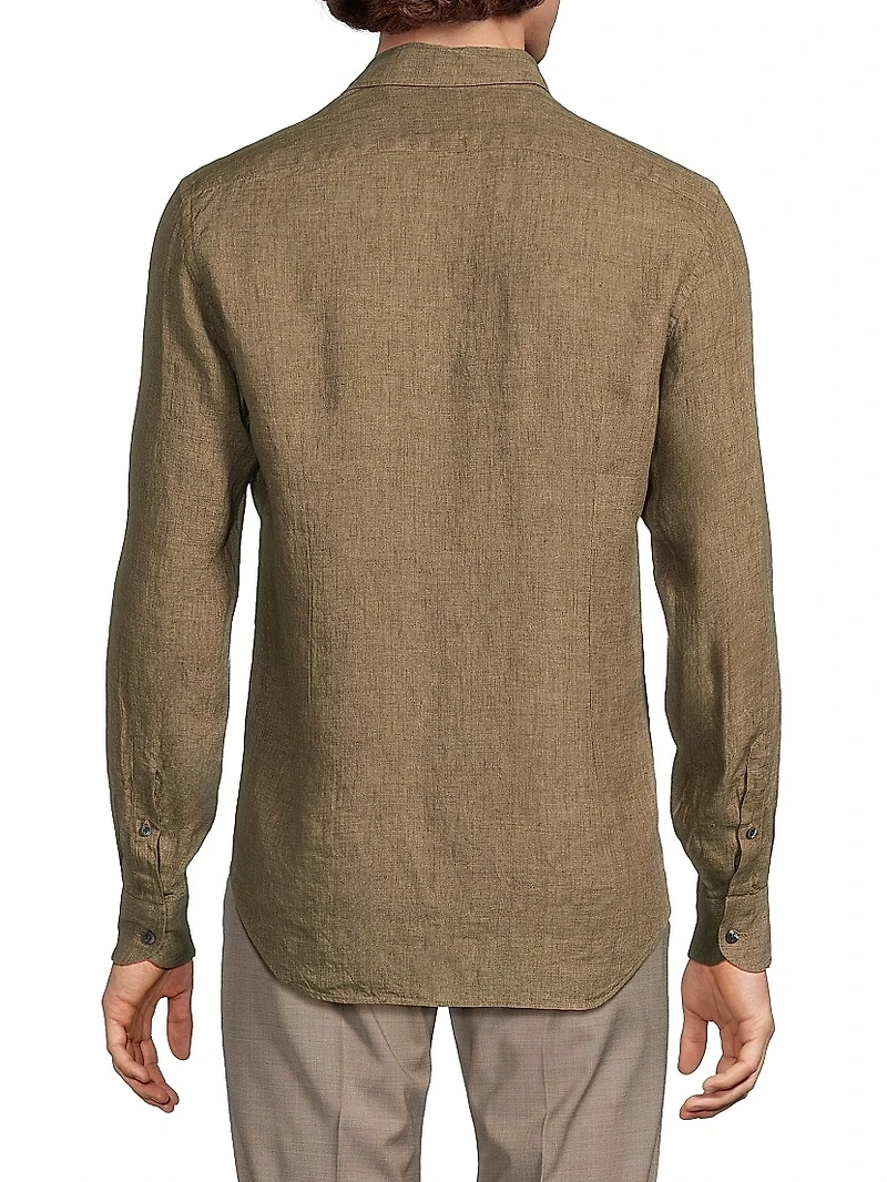 Linen Button-Front Shirt