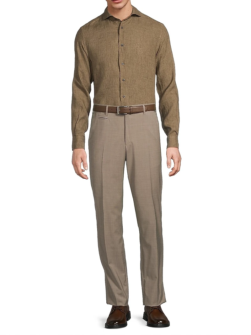 Linen Button-Front Shirt