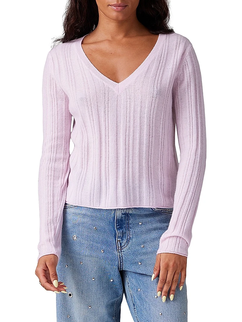 Nadia Rib-Knit V-Neck Sweater