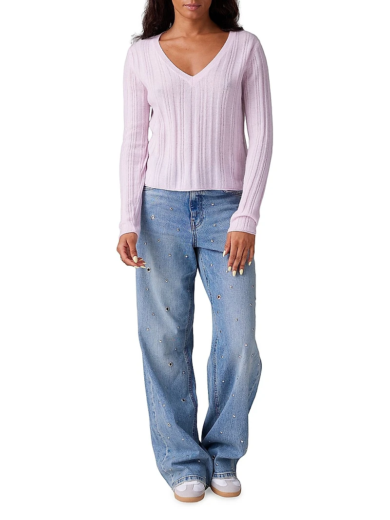 Nadia Rib-Knit V-Neck Sweater