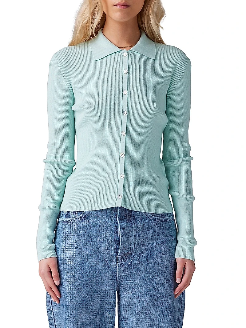 Kenny Rib-Knit Polo Top