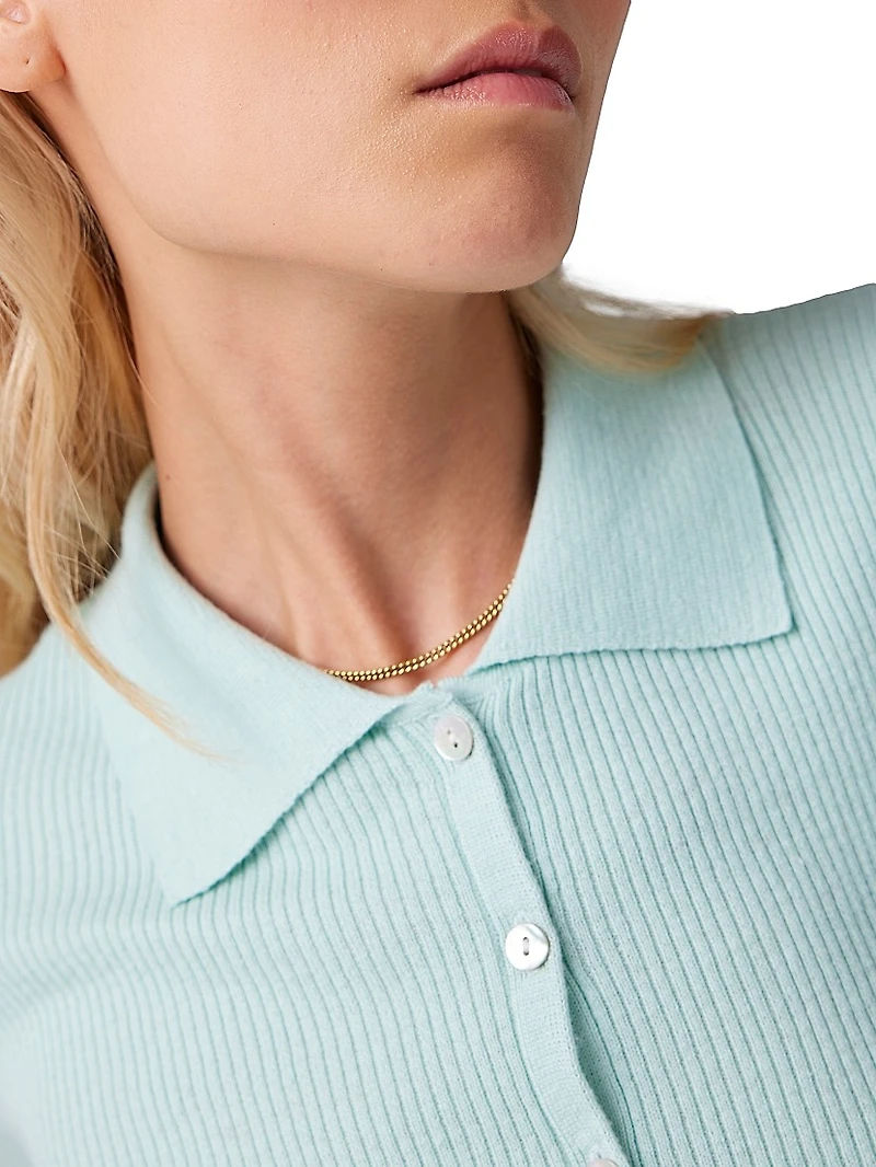 Kenny Rib-Knit Polo Top