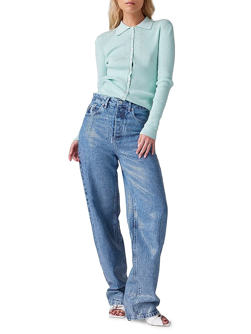 Kenny Rib-Knit Polo Top