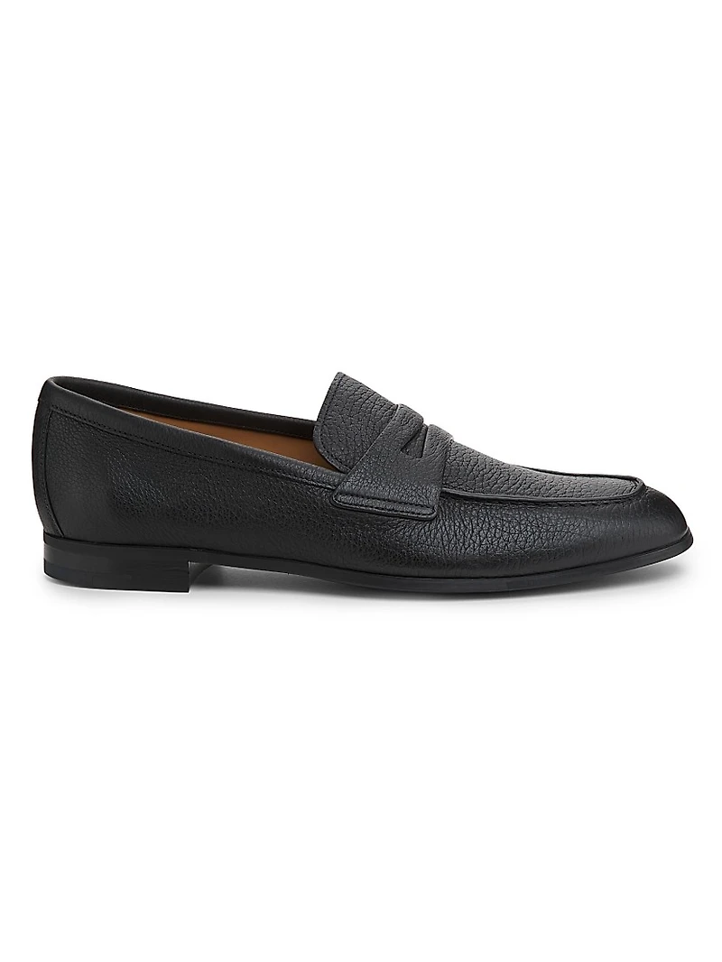 Milton R Apron-Toe Leather Penny Loafers
