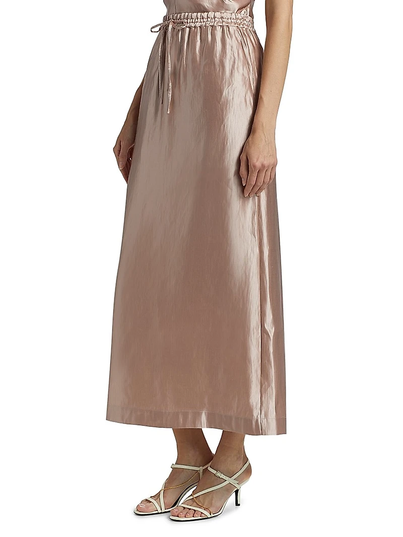 Liam Satin Drawstring Maxi-Skirt
