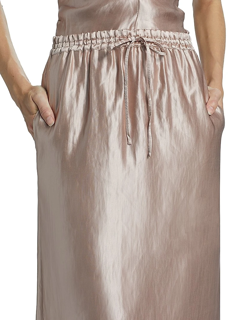 Liam Satin Drawstring Maxi-Skirt