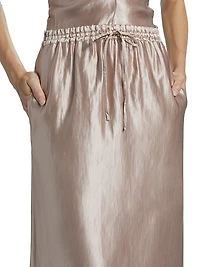Liam Satin Drawstring Maxi-Skirt