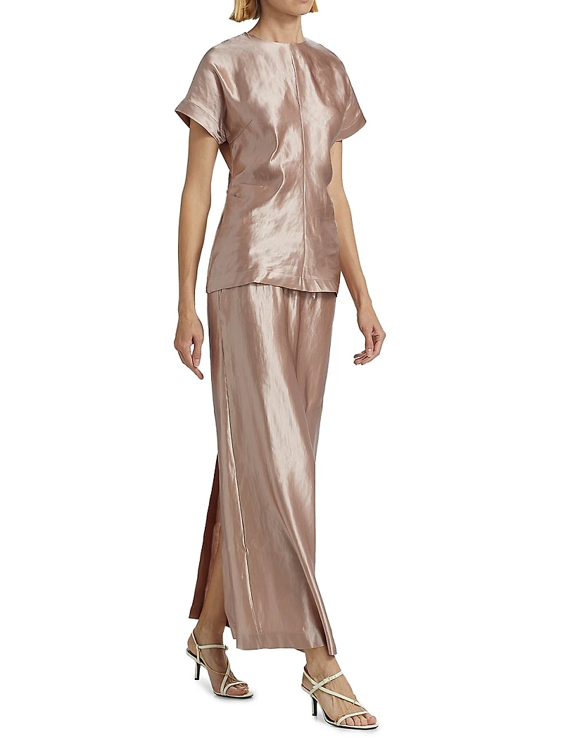 Liam Satin Drawstring Maxi-Skirt