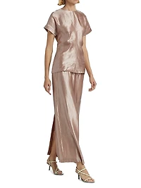 Liam Satin Drawstring Maxi-Skirt