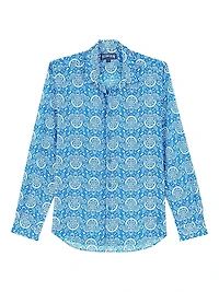 Graphic Turtle Button-Front Shirt