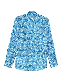 Graphic Turtle Button-Front Shirt