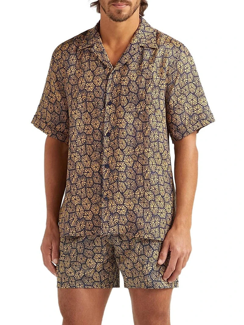 Geometric Carapaces Linen Camp Shirt