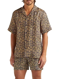 Geometric Carapaces Linen Camp Shirt