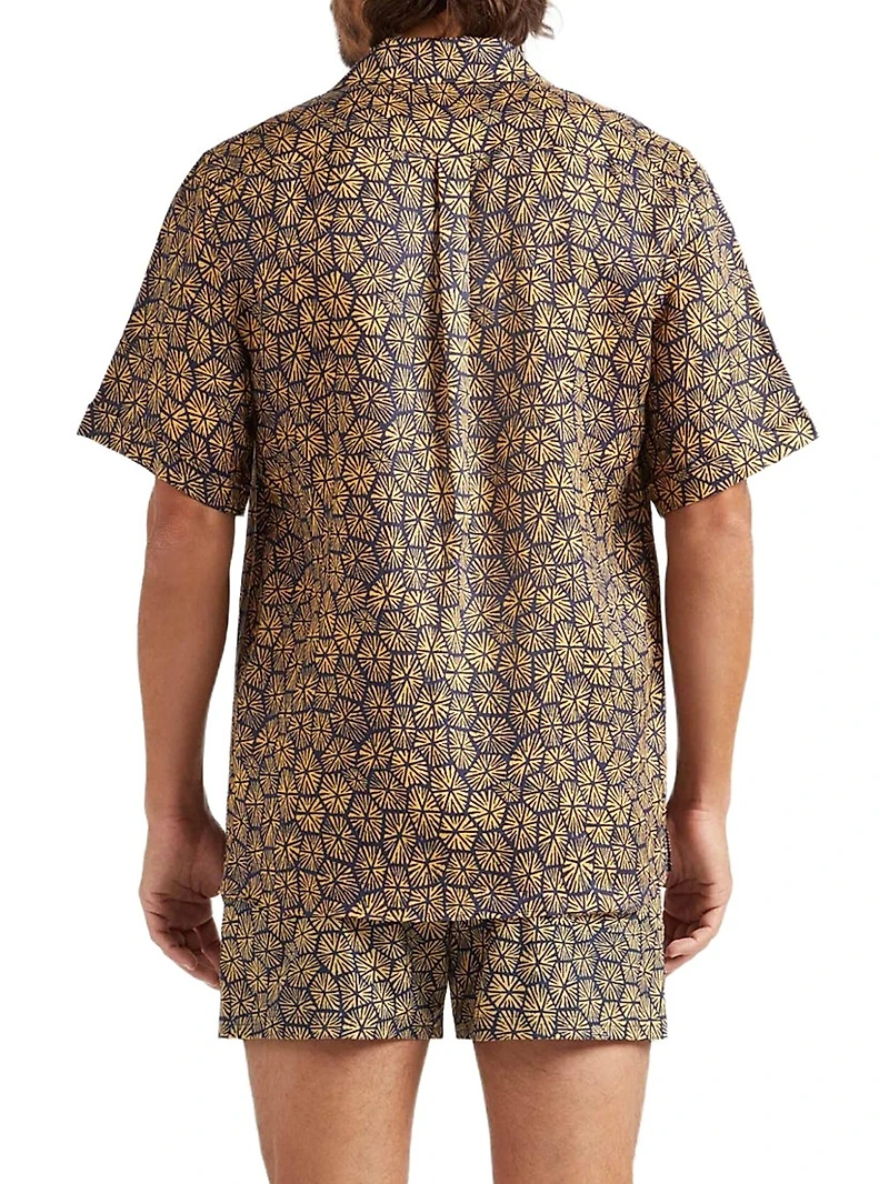 Geometric Carapaces Linen Camp Shirt