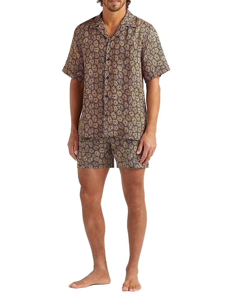 Geometric Carapaces Linen Camp Shirt