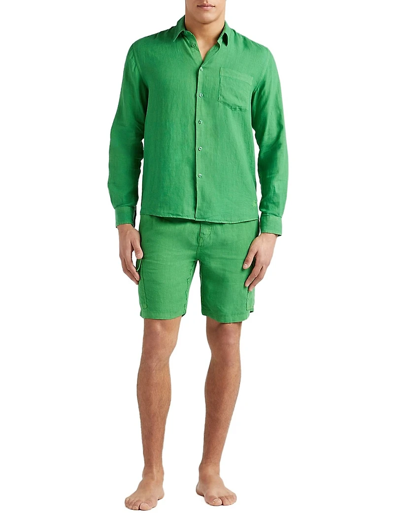 Caroubis Linen Button-Front Shirt