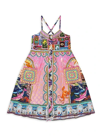 Little Girl's & Salty Splendour Strappy Midi-Dress