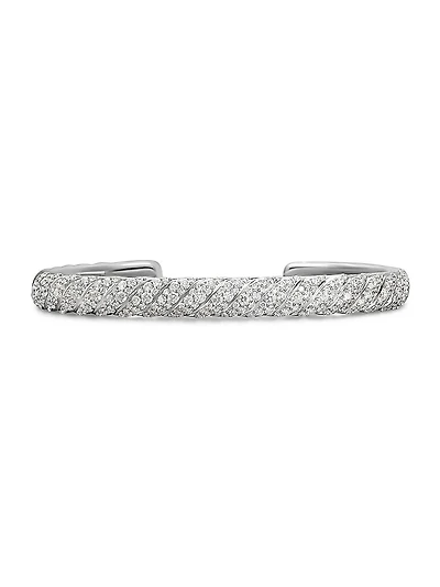 Sculpted Cable Cuff Bracelet in 18K White Gold