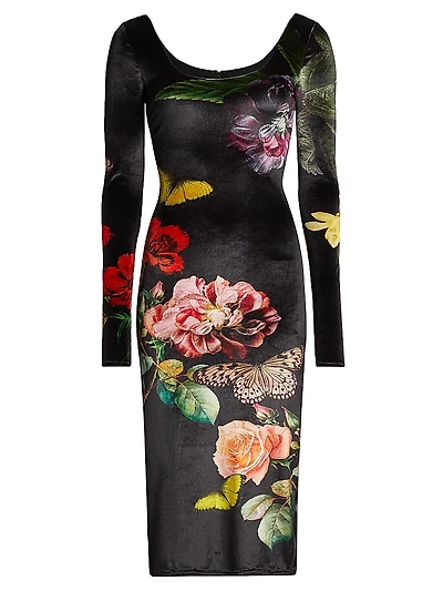 Delora Floral Scoopneck Midi-Dress