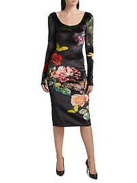 Delora Floral Scoopneck Midi-Dress