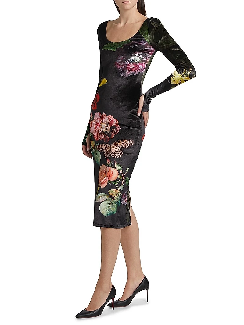 Delora Floral Scoopneck Midi-Dress