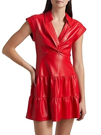 Mila Faux Leather Twist-Front Minidress