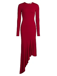 Elia Asymmetric Fitted Midi-Dress
