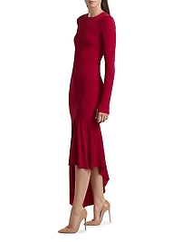 Elia Asymmetric Fitted Midi-Dress