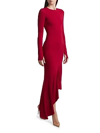 Elia Asymmetric Fitted Midi-Dress