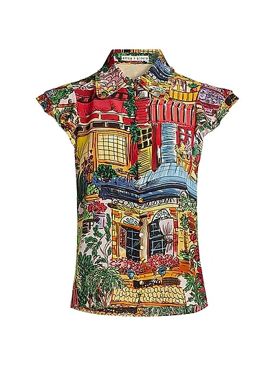 Martel Flutter-Sleeve Blouse