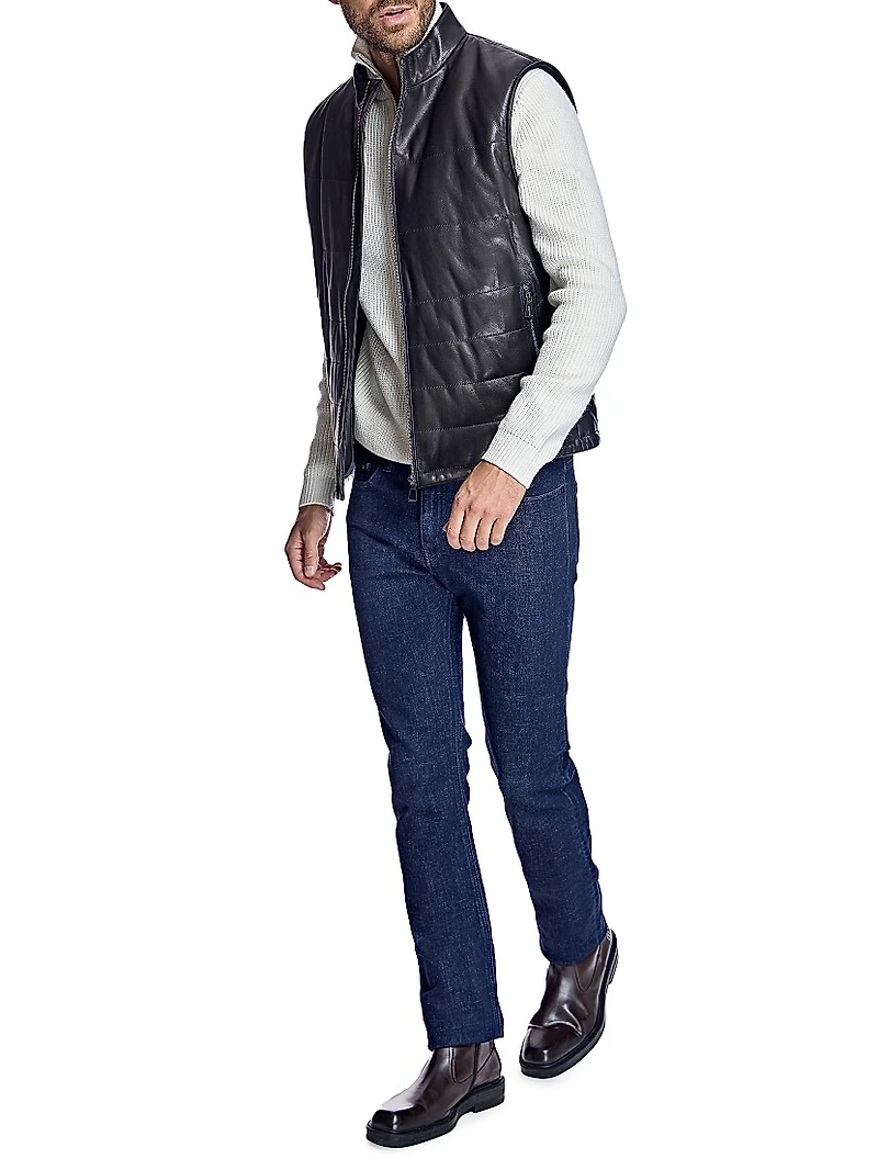 Men's Quilted Leather Vest