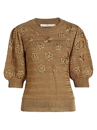 Ellison Floral Embroidered Knit Sweater