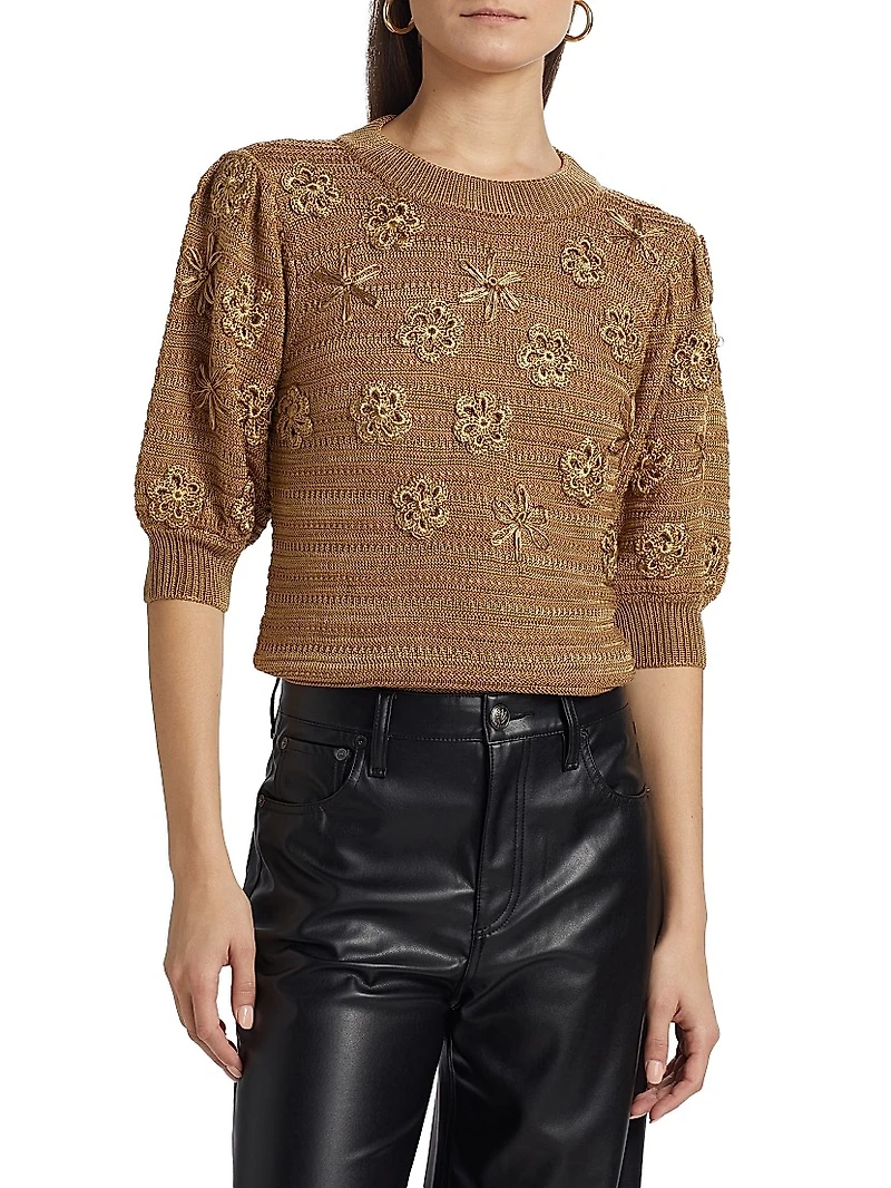 Ellison Floral Embroidered Knit Sweater