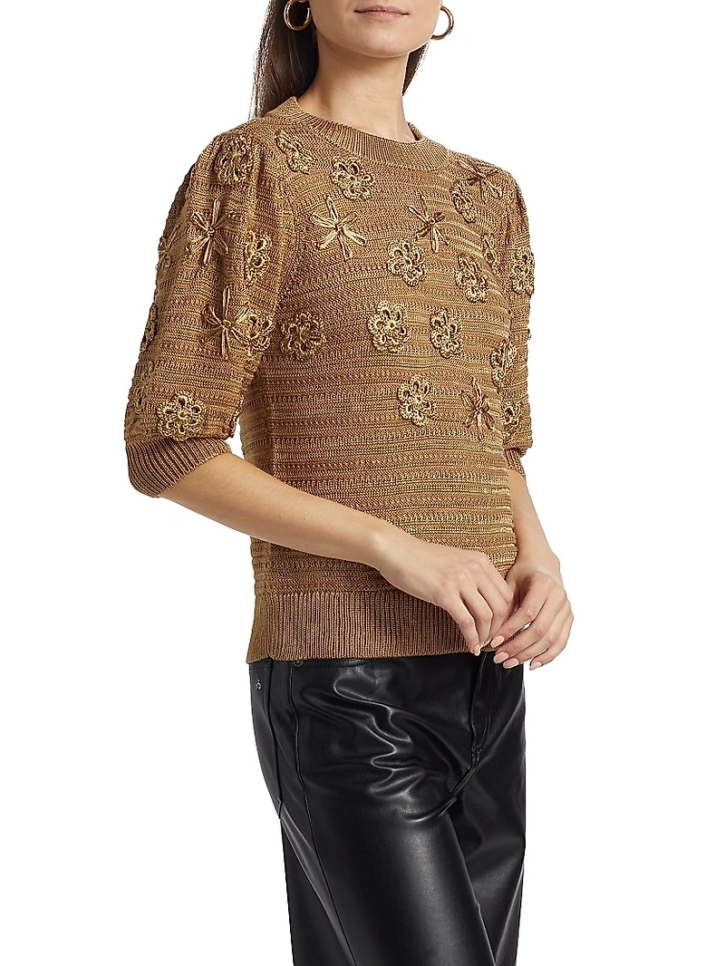 Ellison Floral Embroidered Knit Sweater