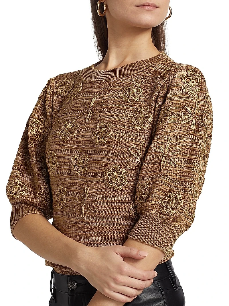 Ellison Floral Embroidered Knit Sweater