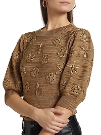 Ellison Floral Embroidered Knit Sweater