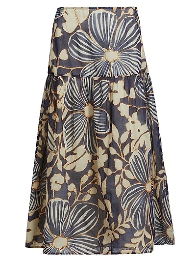Owens Floral Cotton Midi-Skirt