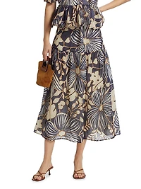 Owens Floral Cotton Midi-Skirt