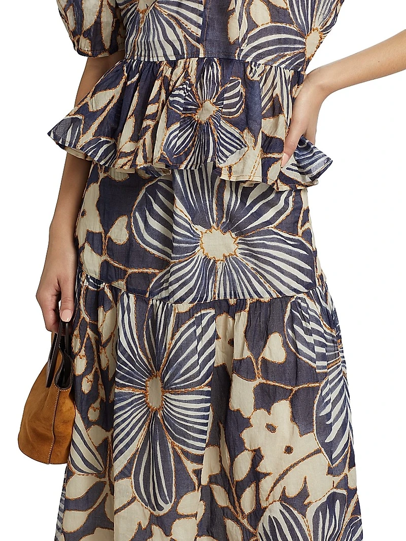 Owens Floral Cotton Midi-Skirt