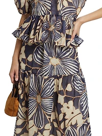 Owens Floral Cotton Midi-Skirt