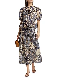 Owens Floral Cotton Midi-Skirt