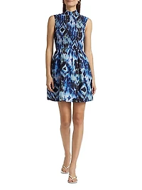 Halsey Abstract Taffeta Minidress