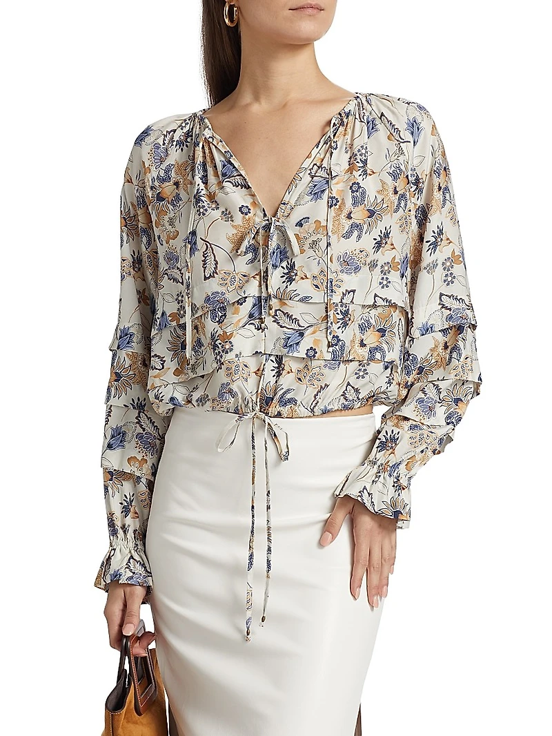 Umi Floral Tieneck Blouse