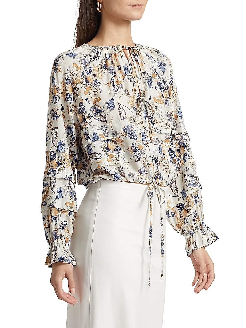 Umi Floral Tieneck Blouse