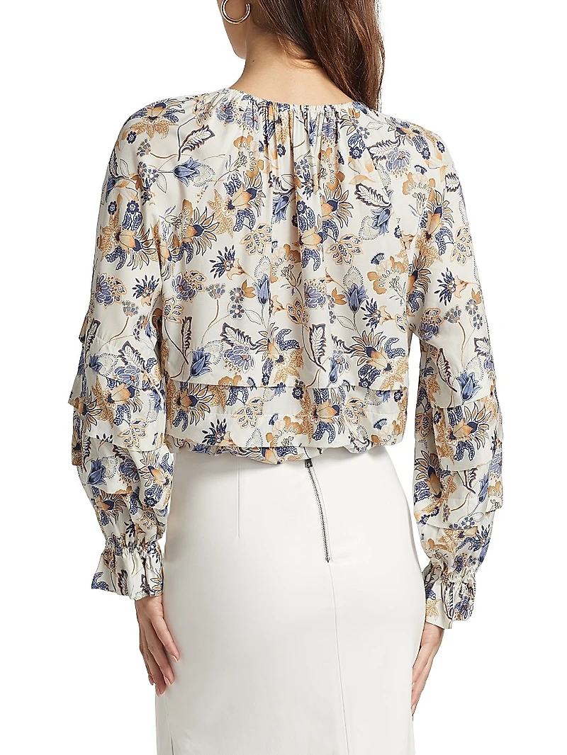 Umi Floral Tieneck Blouse