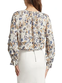 Umi Floral Tieneck Blouse